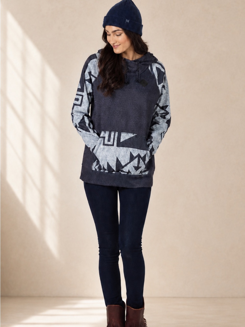 Burton Heron DRYRIDE Thermex Fleece Geometric Pullover Hoodie Women’s M Gray